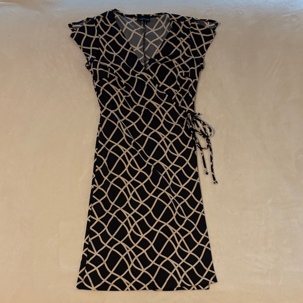 My Michelle Black and Cream Geometric Midi Dress